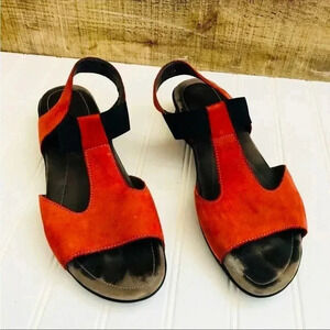 Mephisto Petrea Slip On T-Strap Nubuck Suede Sandals